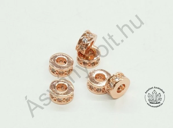 Mikrostrassz rózsaarany gyűrű 3x6 mm
