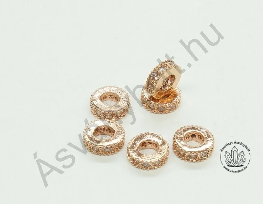 Mikrostrassz rózsaarany  gyűrű 6 mm 811 tipus