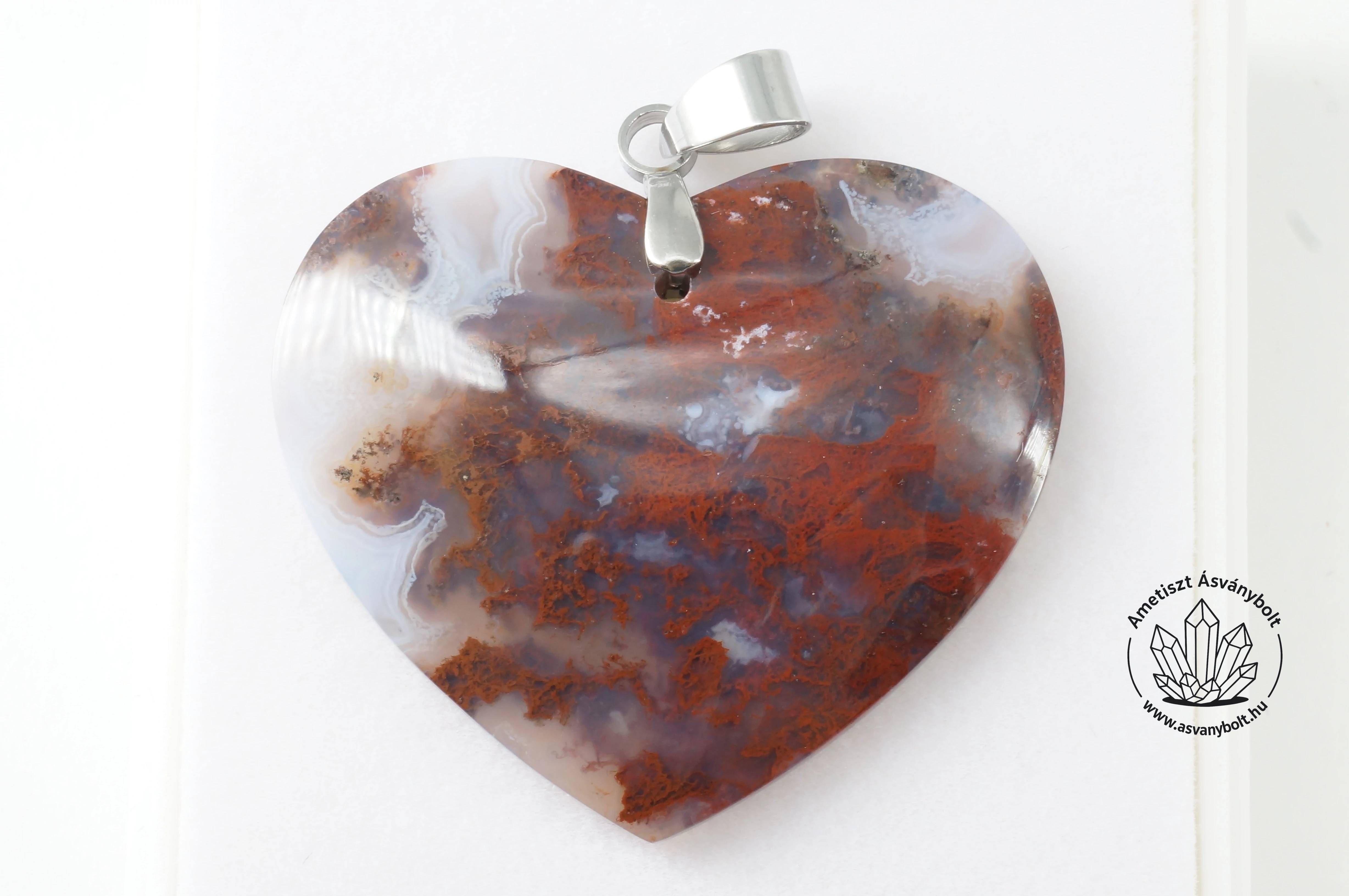 Mohaachát vörös indonéz szív medál 13700