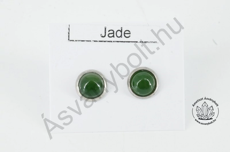 Nefrit jade 6-os félgömb füli nemesacélban