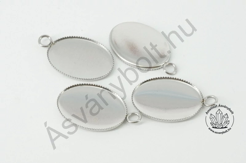 Nemesacél 13x18 mm ovális foglalat 10 db