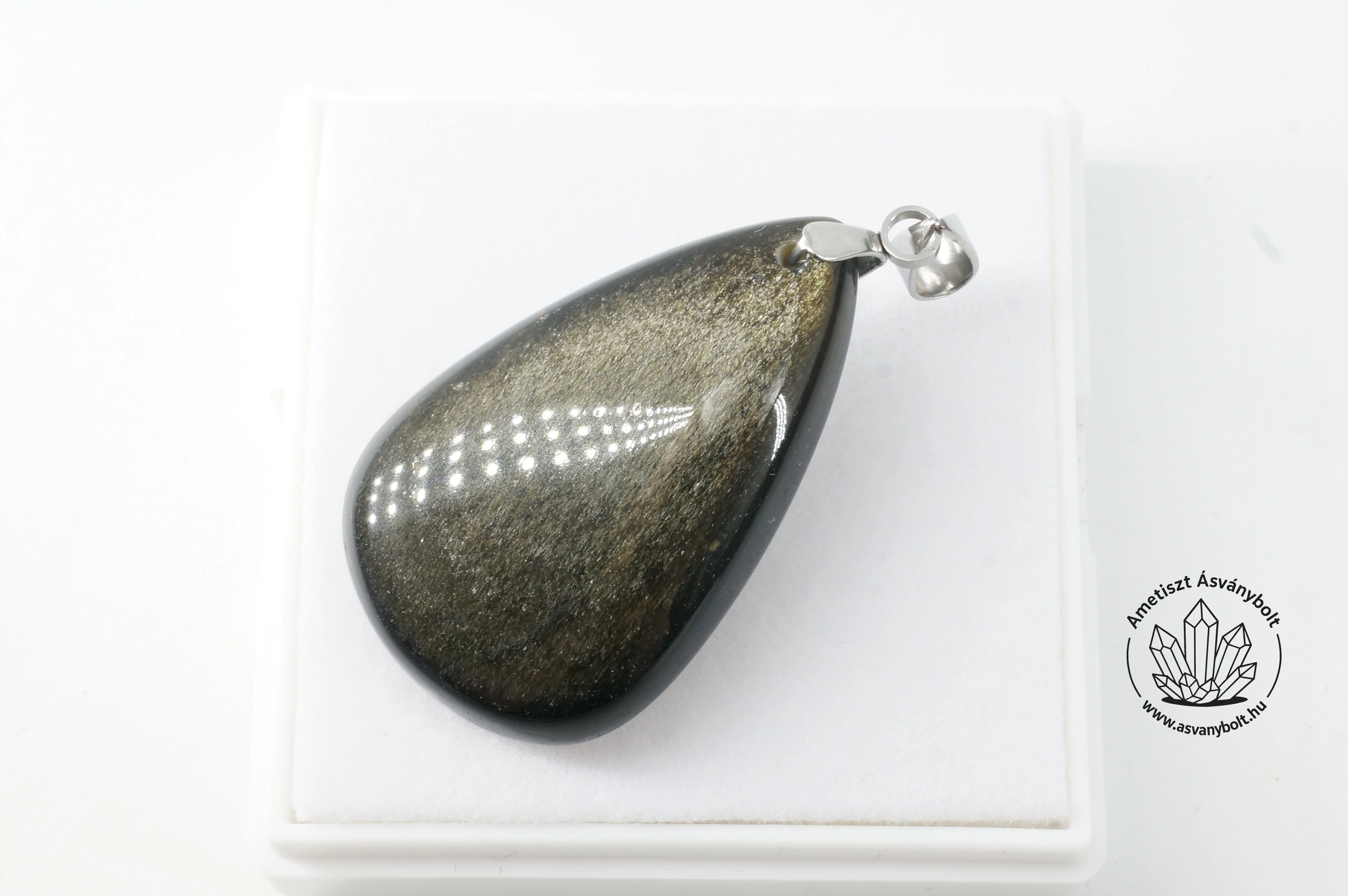 Obszidián arany fúrt medál 6780