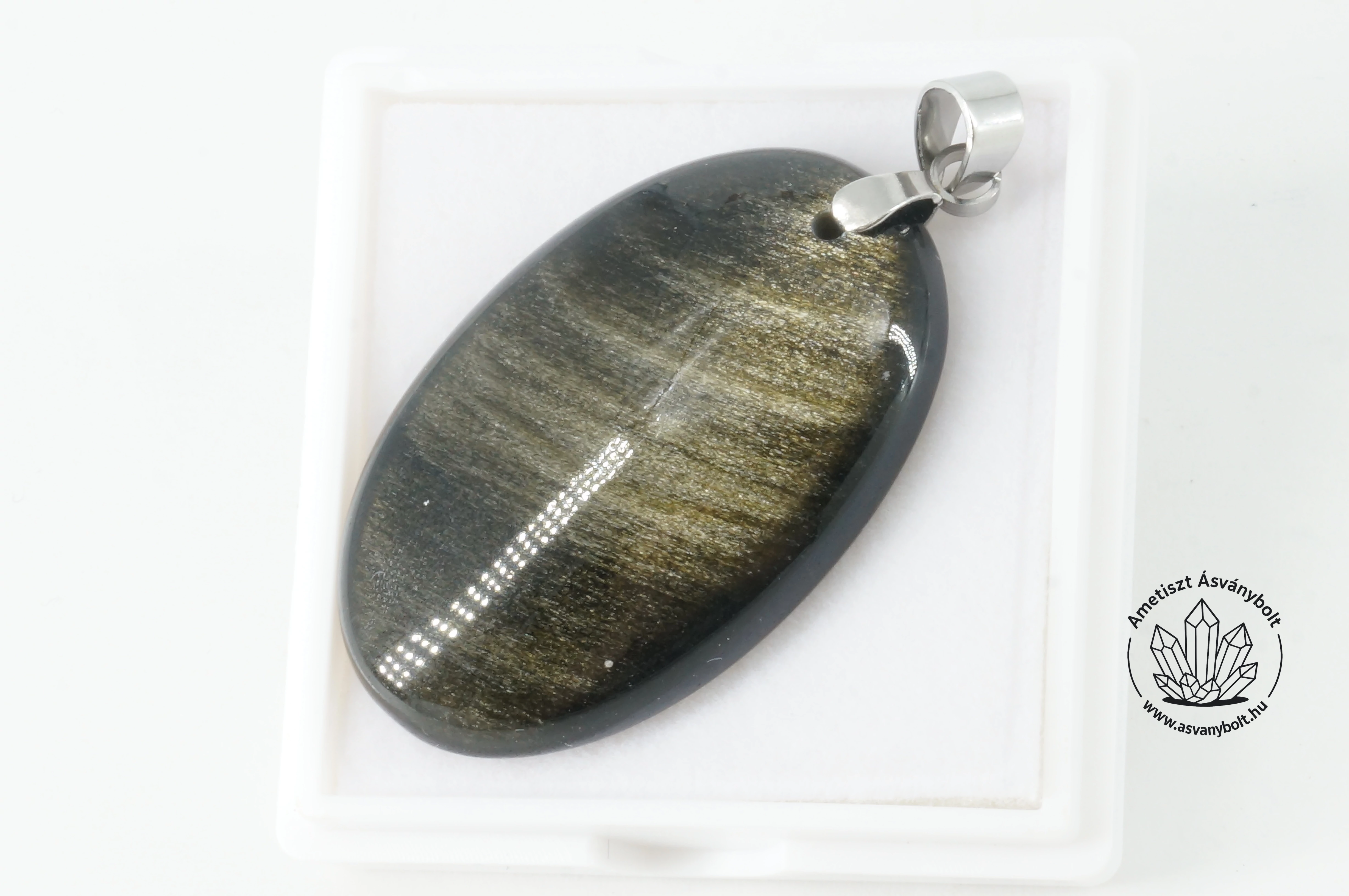 Obszidián arany ovális fúrt medál 5000