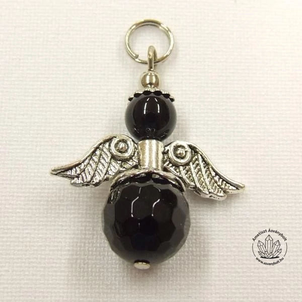 Ónix féldrágakő golyós angyalmedál