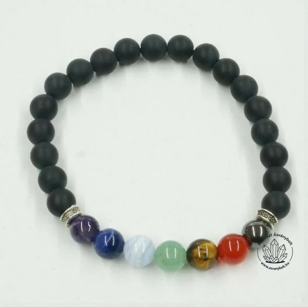 Ónix matt csakra karkötő 8 mm-es golyókból