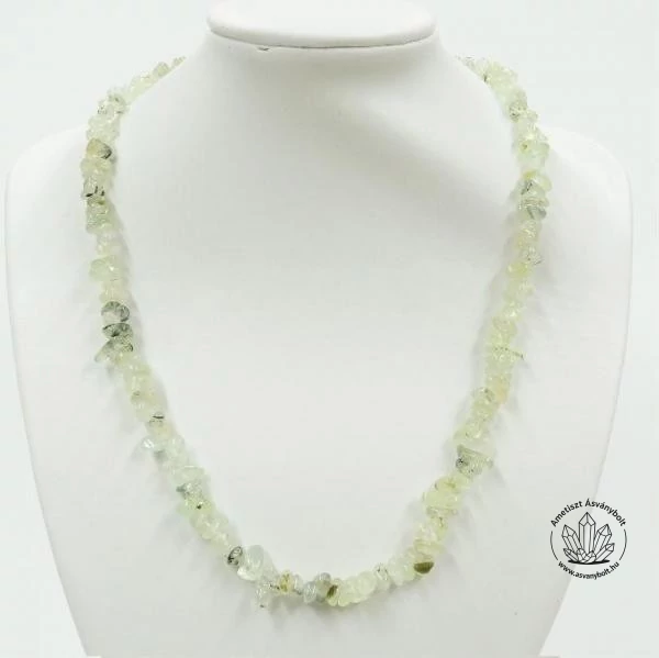 Prehnit 50 cm-es gömbölyített szemű lánc