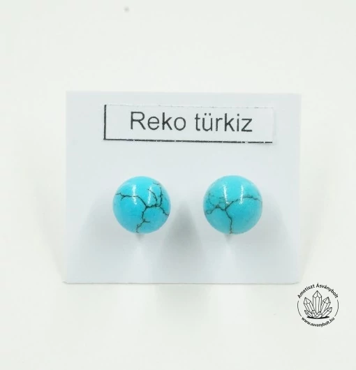Rekonstruált türkiz 8-as golyós nemesacélos füli