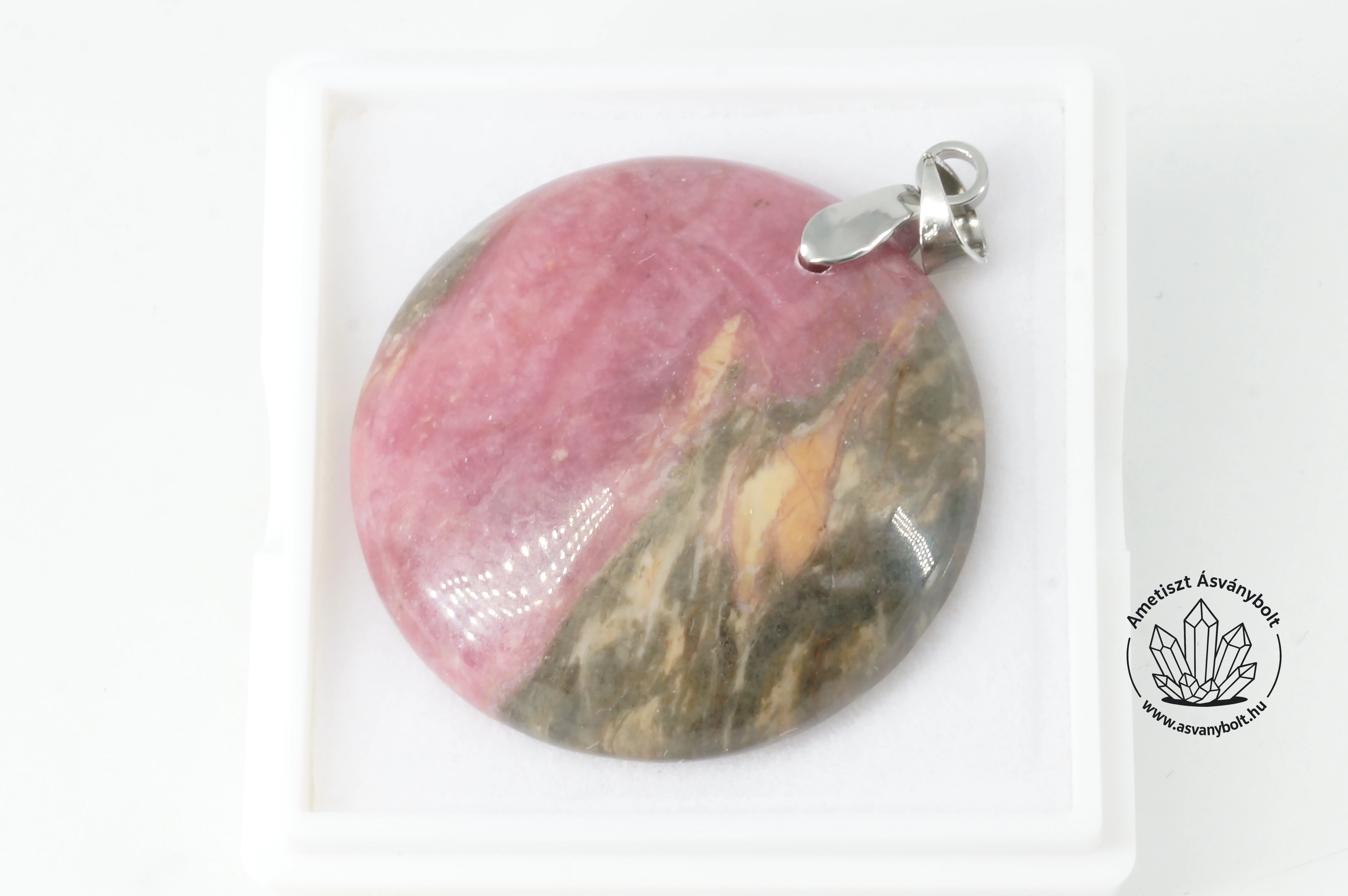 Rodonit egyedi kerek fúrt medál I. 4000