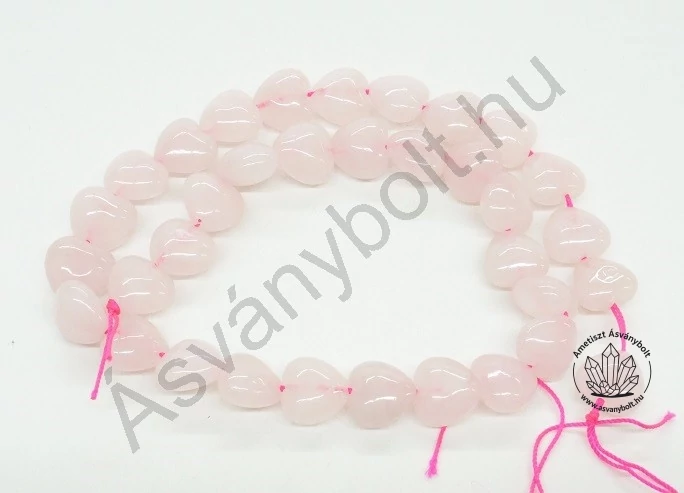 Rózsakvarc 12 mm-es szív szál