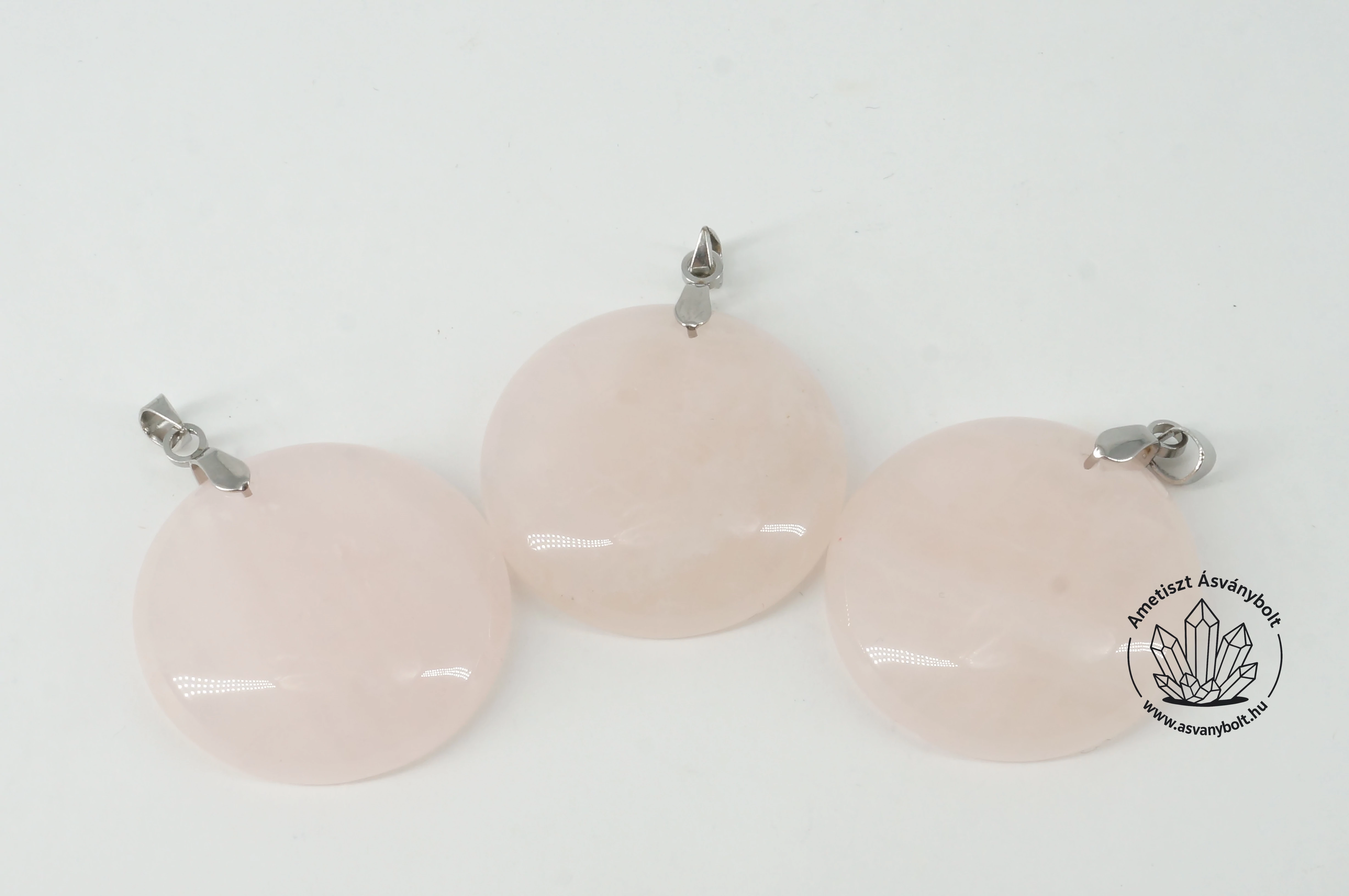 Rózsakvarc 30-as kerek kaboson medál