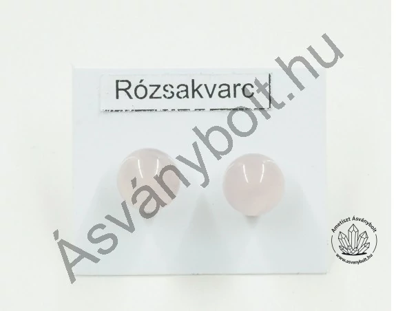 Rózsakvarc 8-as golyós nemesacélos füli