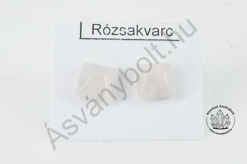 Rózsakvarc 8x8-as kocka füli nemesacélon