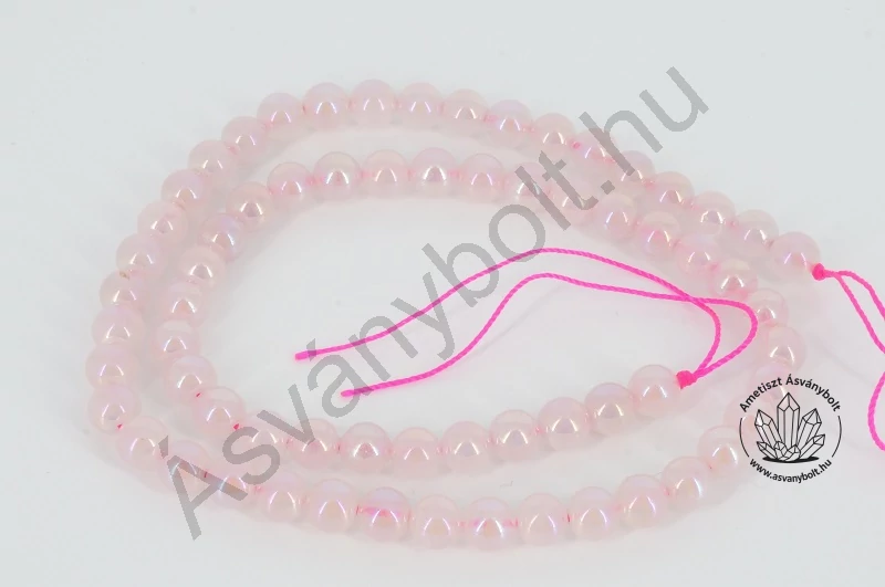 Rózsakvarc aura 6 mm-es golyós szál