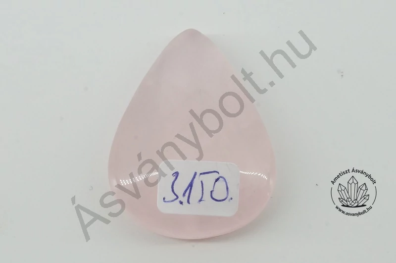 Rózsakvarc egyedi csepp csiszolat 3150