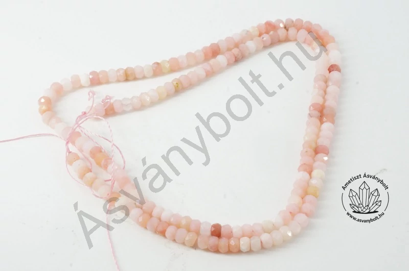 Rózsaopál 3x4 mm fazettált tárcsa szál
