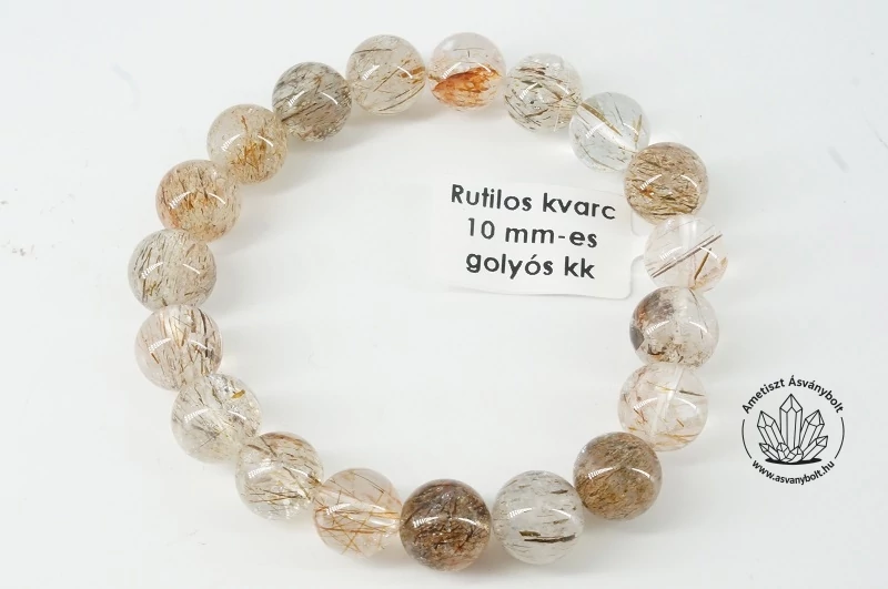 Rutilos kvarc 10 mm-es golyós karkötő