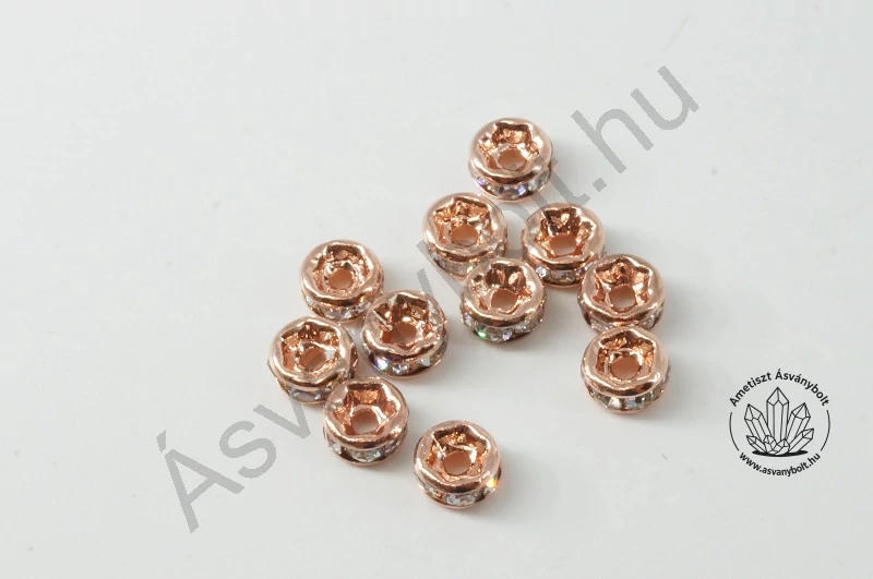 Strasszgyűrű 4 mm rózsaarany 10 db