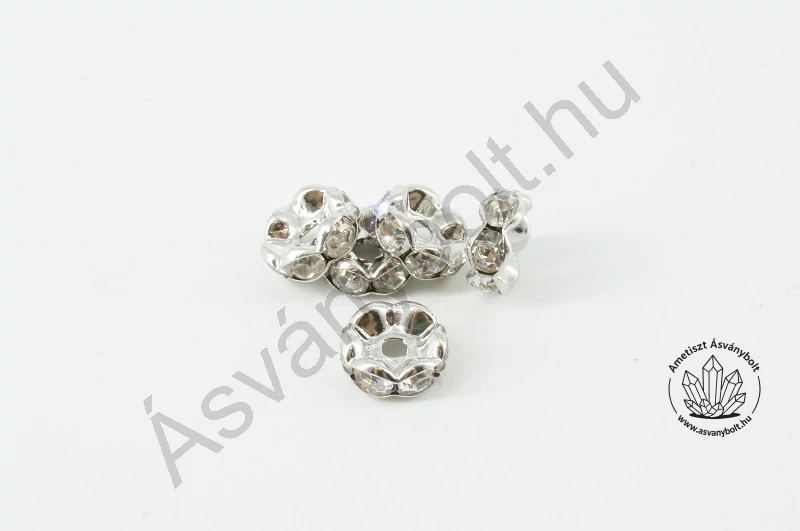 Strasszgyűrű 8 mm hullámos 10 db