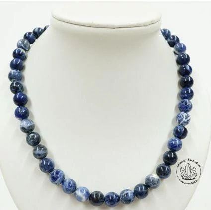 Szodalit 10 mm-es féldrágakő lánc