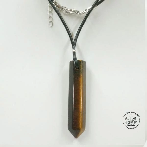 Tigrisszem egycsúcs medál bőrláncon