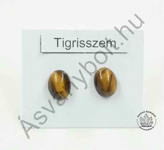 Tigrisszem ovál nemesacélos füli
