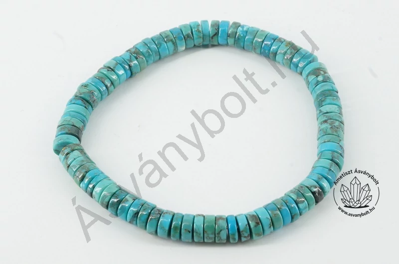 Türkiz 6 mm-es korongos karkötő