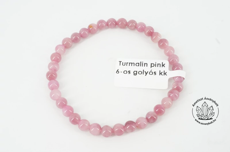 Turmalin pink 6-os golyós karkötő