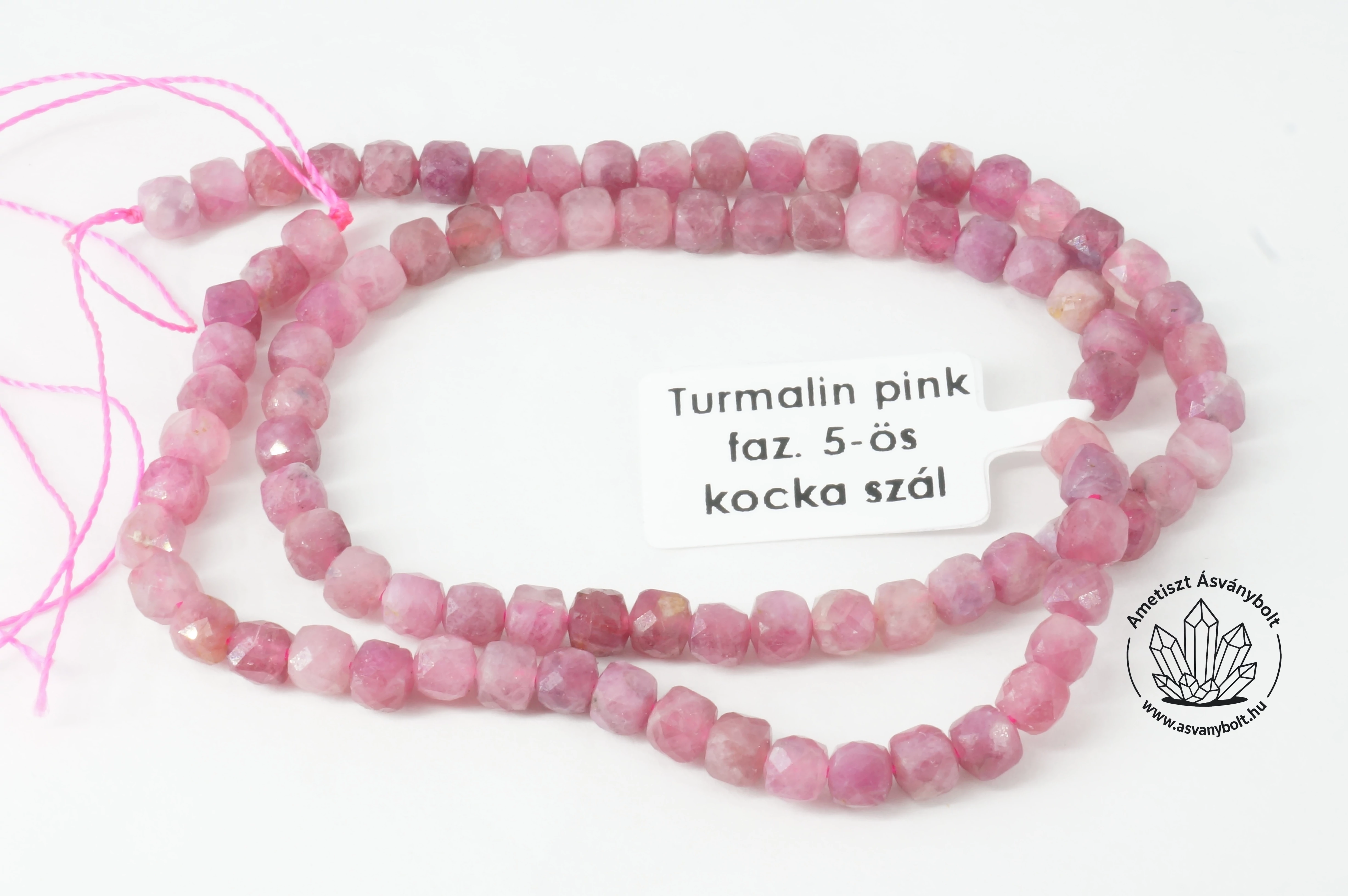 Turmalin pink fazettált 5-ös kocka szál