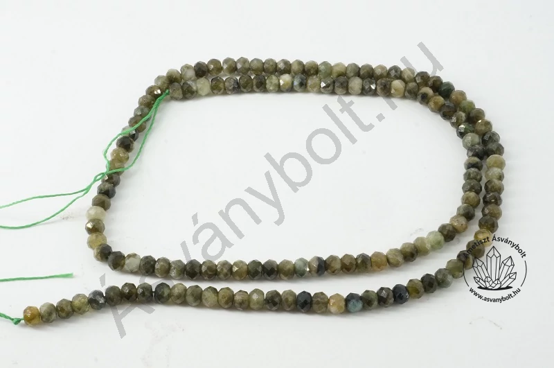 Turmalin verdelit 3x4 mm fazettált tárcsa szál