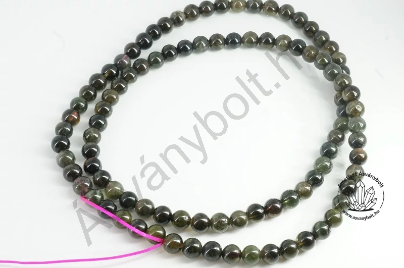 Turmalin verdelit 6 mm-es golyós gumis lánc