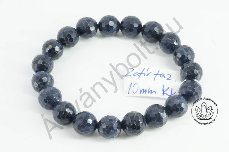 Zafír fazettált 10 mm-es golyós karkötő 48400