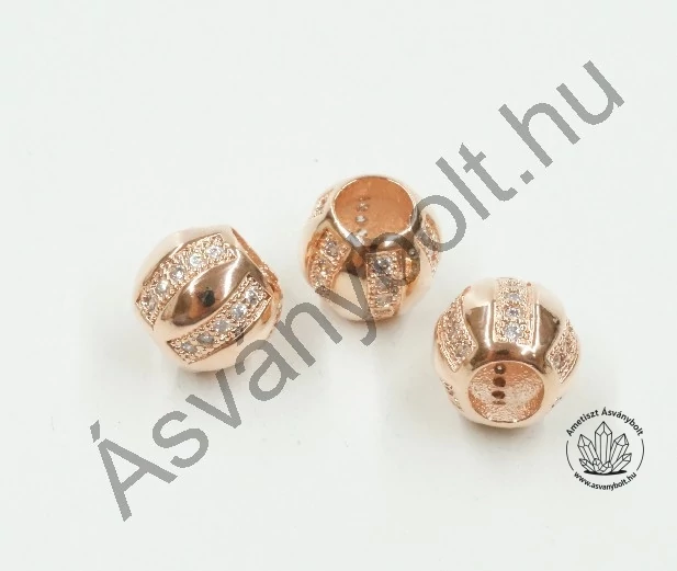 Mikrostrassz rózsaarany bordás 10 mm-es 731-es tipus