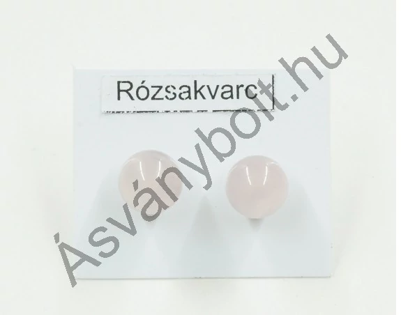 Rózsakvarc 8-as golyós nemesacélos füli