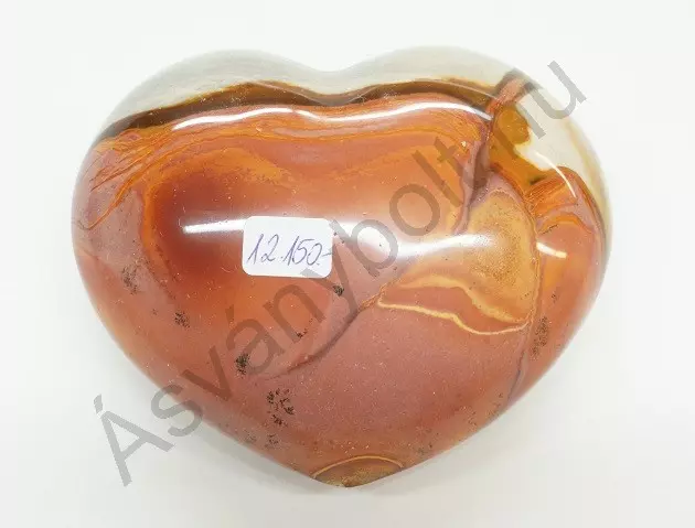Polikróm jáspis faragott szív dísztárgy 12150